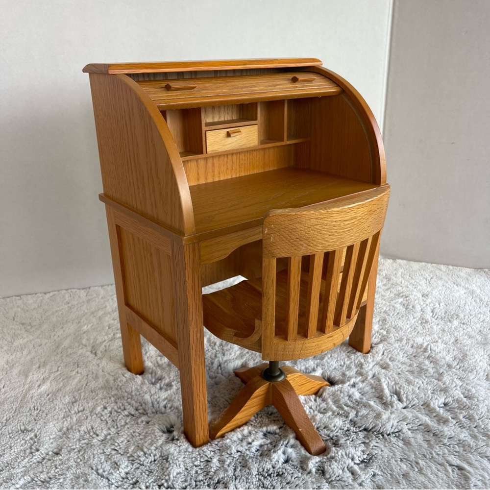 American Girl Kit Kittredge Wooden Roll Top Desk and Swivel Chair Set Retired